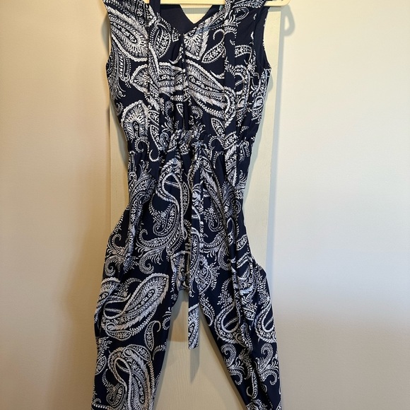 Cleo Pants - Navy Paisley Jumpsuit